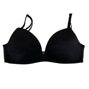 VTG Y2K Victoria’s Secret Padded No Wire Bra Black Satin 34D Minimalist
